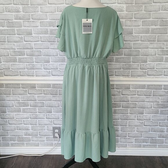 Hanna Nikole Green Ruffle Tiered Maxi Dress Plus 20W Party Modest Dance NEW - Picture 3 of 11